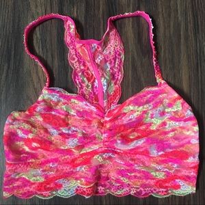 Hot Pink/ multi-colored Lace Bralette by PINK